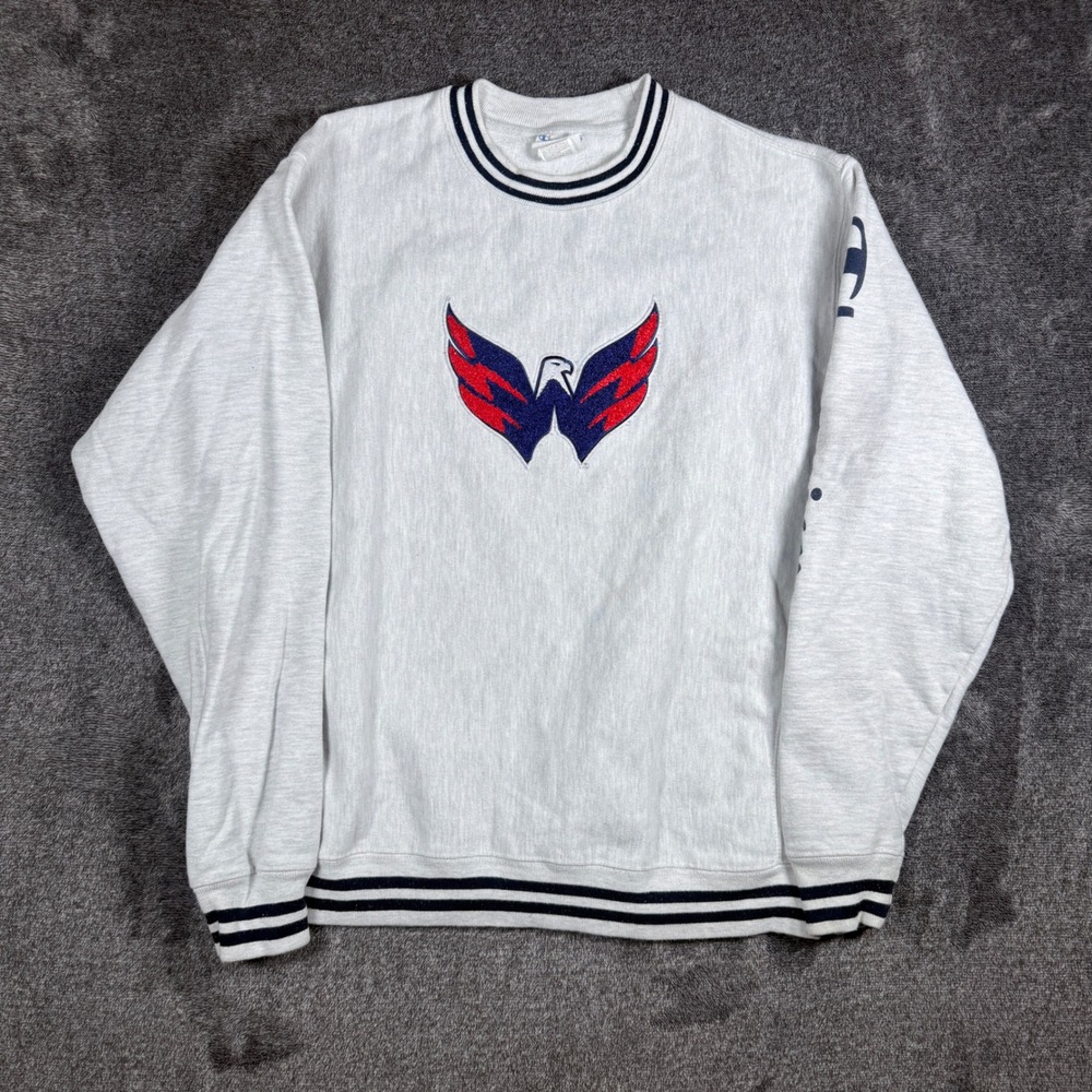 Champion Reverse Weave Washington Capitals Sweatshirt Gray Large NHL Hockey Logo